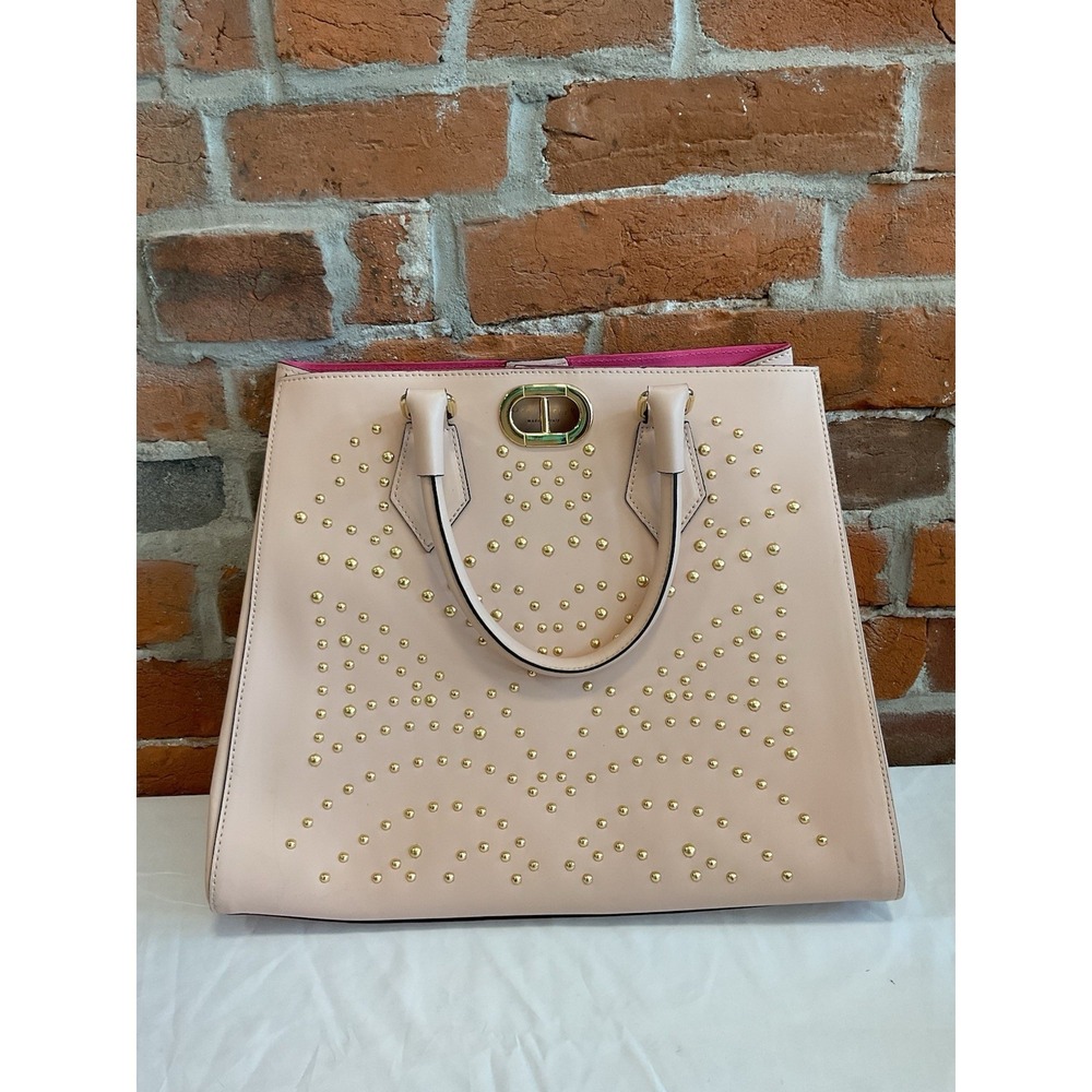 Dee Ocleppo Baby Pink Studded Leather Satchel Handbag Made In Italy NWOT